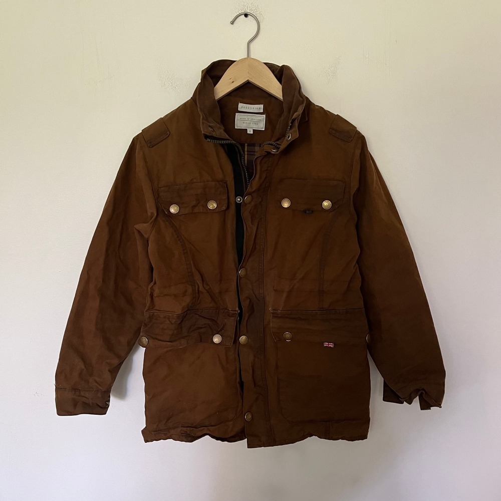 Peregrine Mens Waxed Cotton Field Jacket Brown Made in England Small Brown
